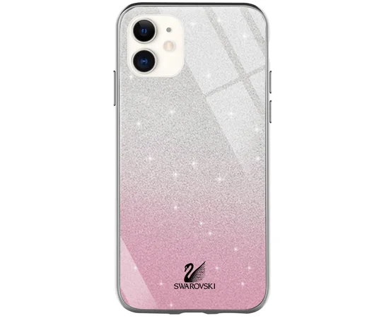 TPU+Glass чехол Swarovski для Apple iPhone 11 (6.1") Розовый