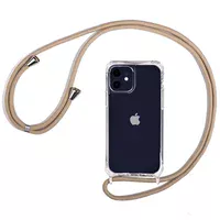 Чохол TPU Crossbody Transparent для Apple iPhone 11 (6.1 ") Блідо-коричневий