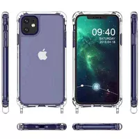 Чехол TPU Crossbody Transparent для Apple iPhone 11 (6.1") Персиковый