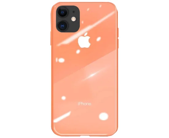 TPU+Glass чехол GLOSSY Logo series для Apple iPhone 11 (6.1") Персиковый / Peach