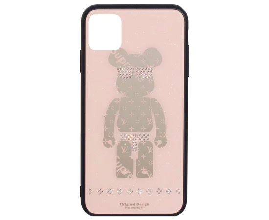 TPU+Glass чехол TYBOMB Bear для Apple iPhone 11 (6.1") Розовый