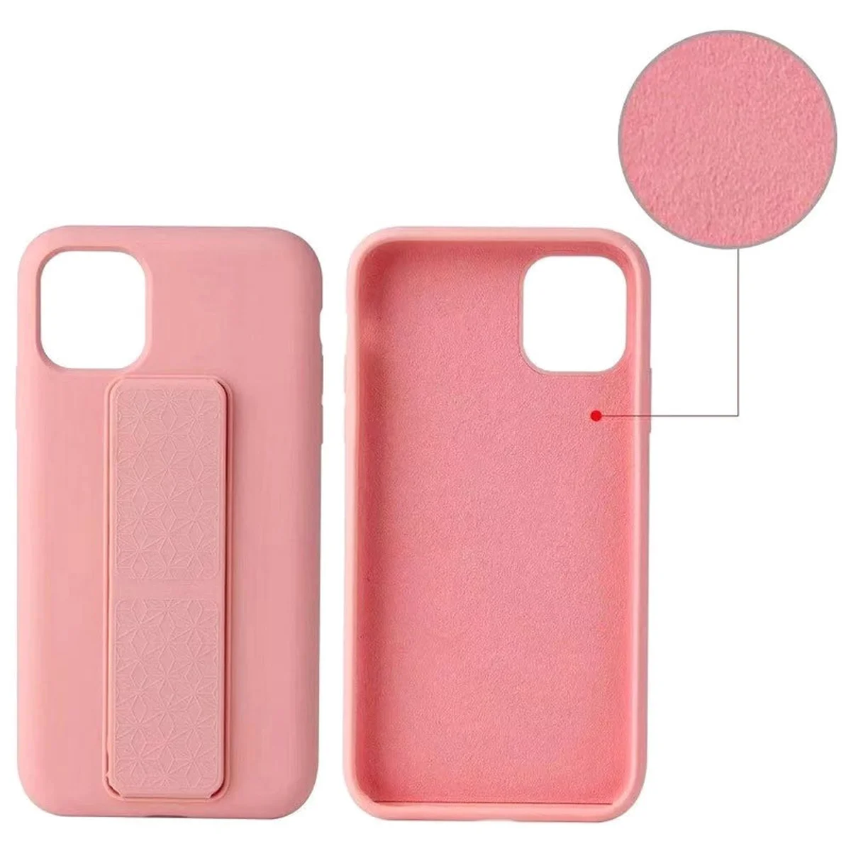 Чехол Silicone Case Hand Holder для Apple iPhone 11 (6.1") Розовый / Pink