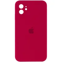 Чохол Silicone Case Square Full Camera Protective (AA) для Apple iPhone 11 (6.1 ") Червоний / Rose Red