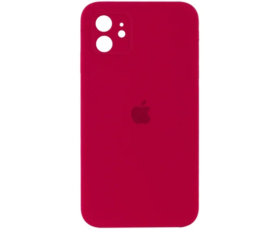 Чохол Silicone Case Square Full Camera Protective (AA) для Apple iPhone 11 (6.1 ") Червоний / Rose Red