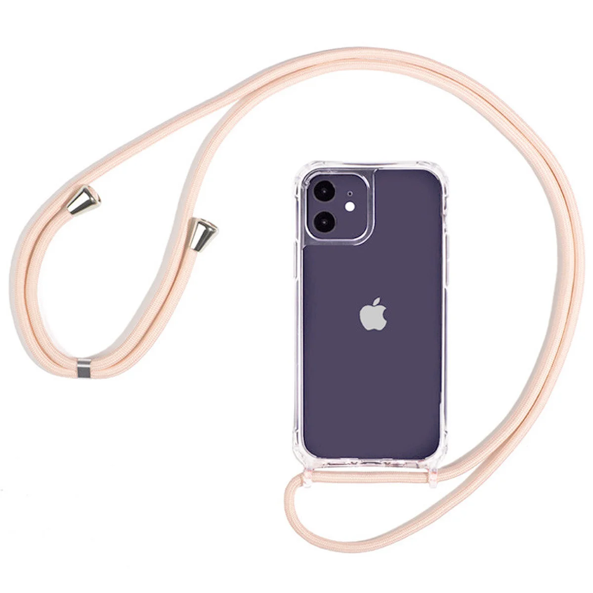 Чехол TPU Crossbody Transparent для Apple iPhone 11 (6.1") Пудровый