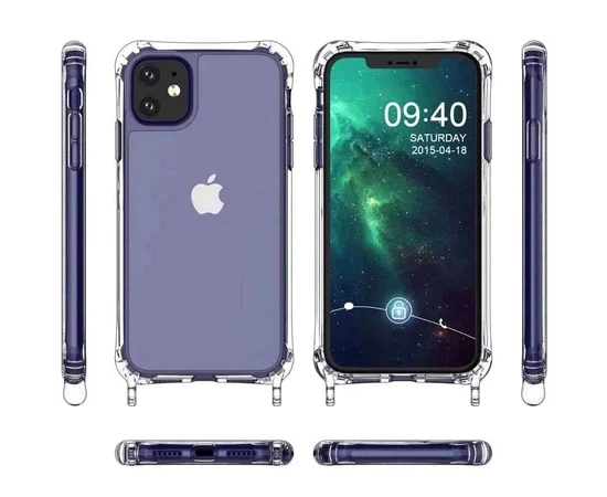 Чехол TPU Crossbody Transparent для Apple iPhone 11 (6.1") Бирюзовый