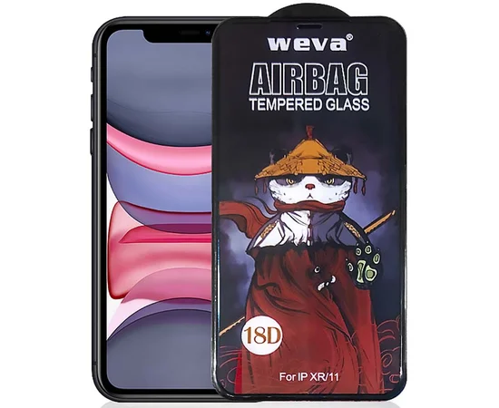Захисне 2.5D скло Weva AirBag (тех.пак) для Apple iPhone 11/XR (6.1") Чорний