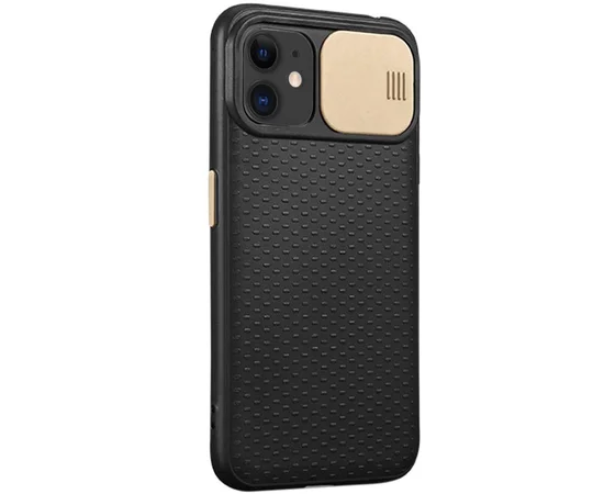 Чехол Camshield Black TPU со шторкой защищающей камеру для Apple iPhone 11 (6.1") Черный / Золотой