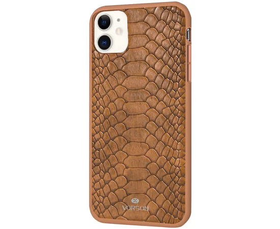 Шкіряна накладка VORSON Snake series для Apple iPhone 11 (6.1 ") Коричневий