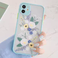 TPU + PC чохол Picture Color Buttons full camera для Apple iPhone 11 (6.1 ") Бірюзовий / Квіти