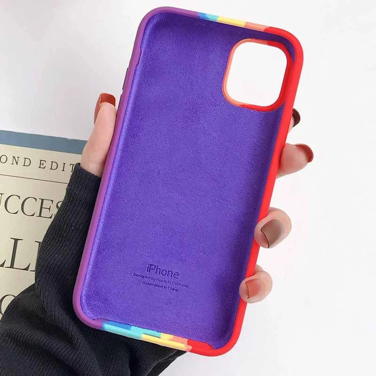 Чохол Silicone case Full Rainbow для Apple iPhone 11 (6.1 ") Червоний / Фіолетовий