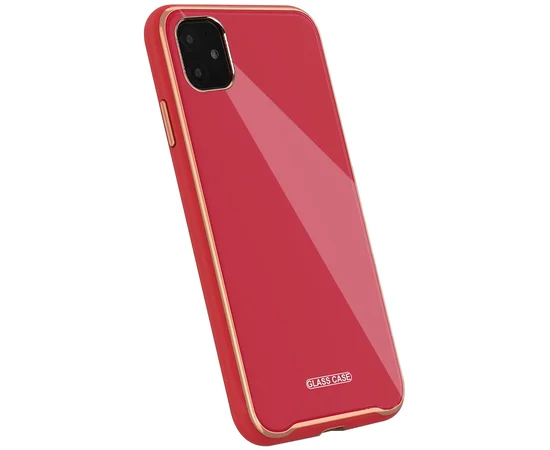 TPU + Glass чохол Venezia для Apple iPhone 11 (6.1 ") Червоний / Camellia