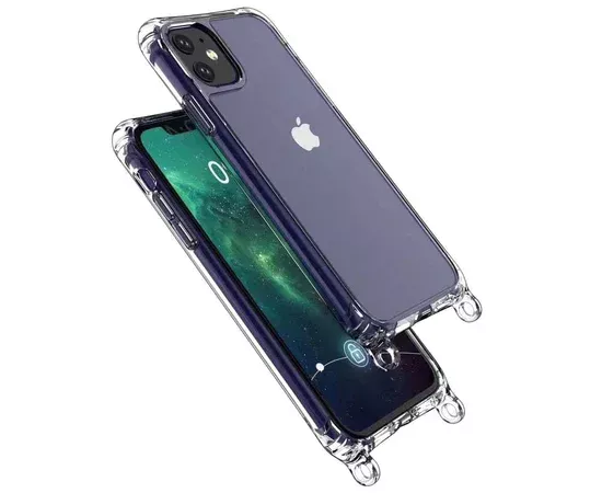 Чехол TPU Crossbody Transparent для Apple iPhone 11 (6.1") Бирюзовый