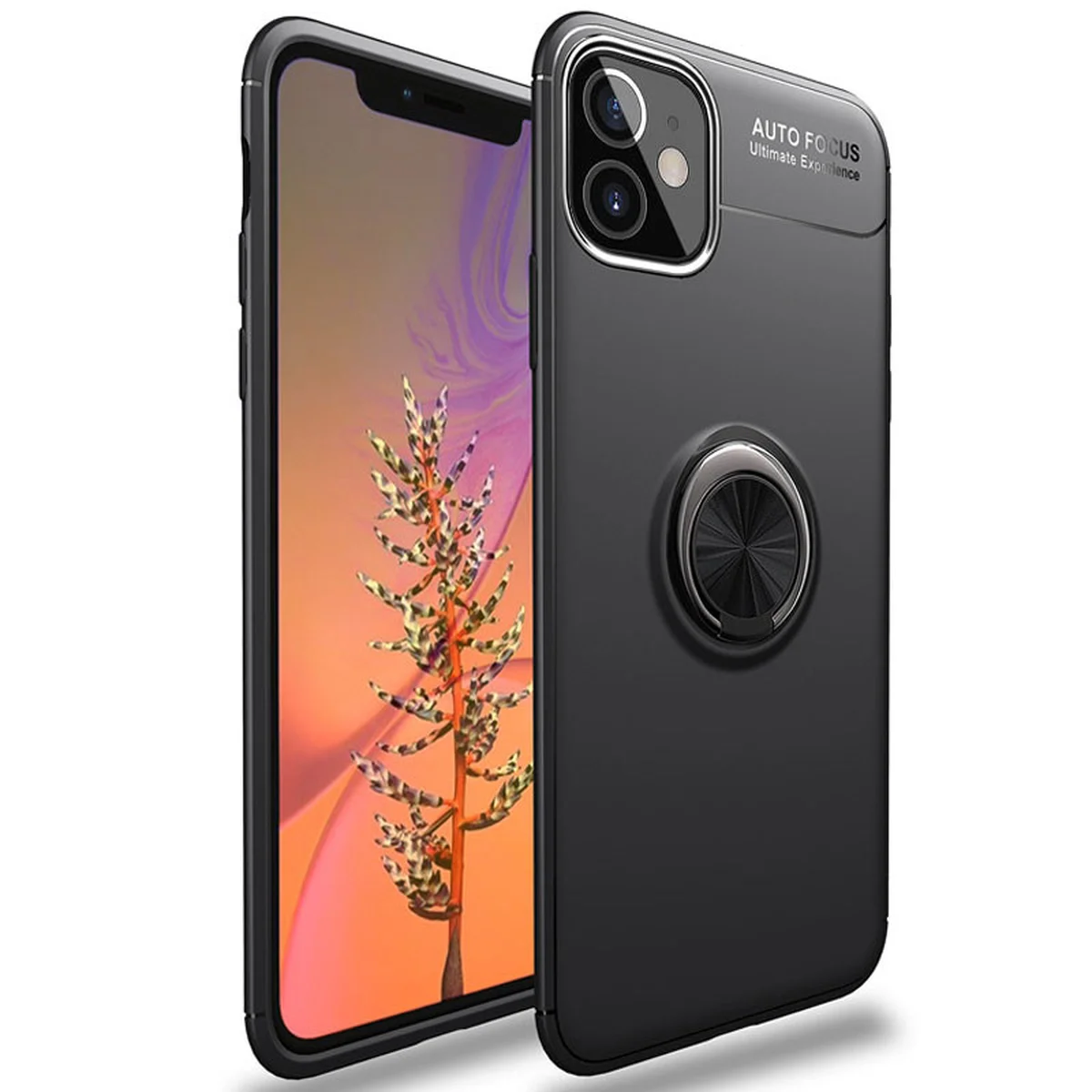 TPU чохол Deen ColorRing під магнітний тримач (opp) для Apple iPhone 12 mini (5.4 ") Чорний / Чорний