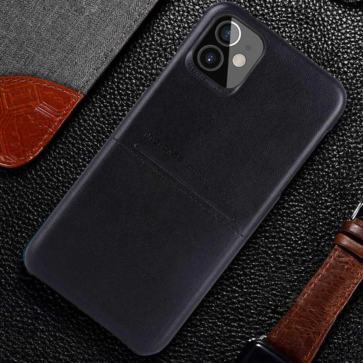 Кожаная накладка G-Case Cardcool Series для Apple iPhone 12 mini (5.4") Черный