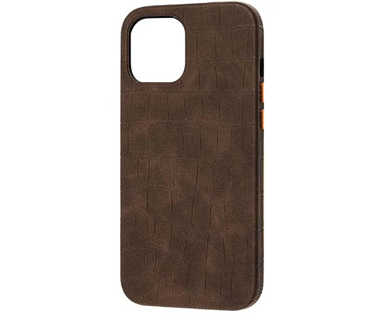 Кожаный чехол Croco Leather для Apple iPhone 12 mini (5.4") Brown