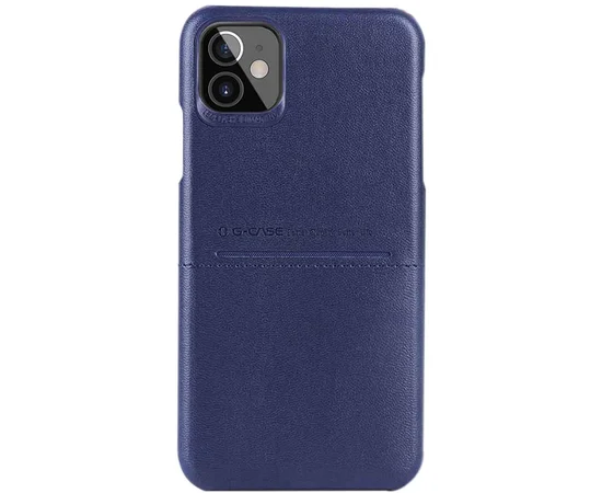 Кожаная накладка G-Case Cardcool Series для Apple iPhone 12 mini (5.4") Синий
