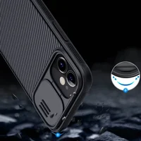 Карбоновая накладка Nillkin Camshield (шторка на камеру) для Apple iPhone 12 mini (5.4") Черный / Black