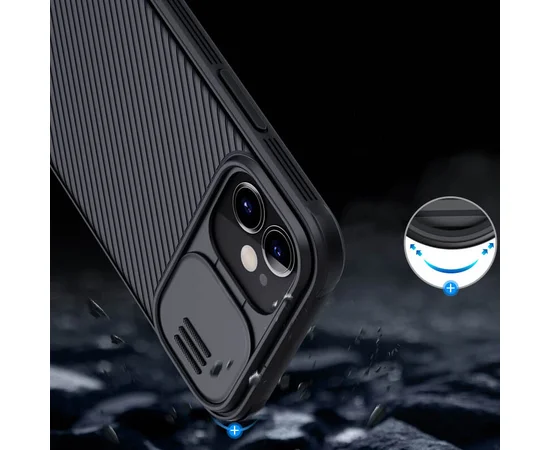 Карбоновая накладка Nillkin Camshield (шторка на камеру) для Apple iPhone 12 mini (5.4") Черный / Black
