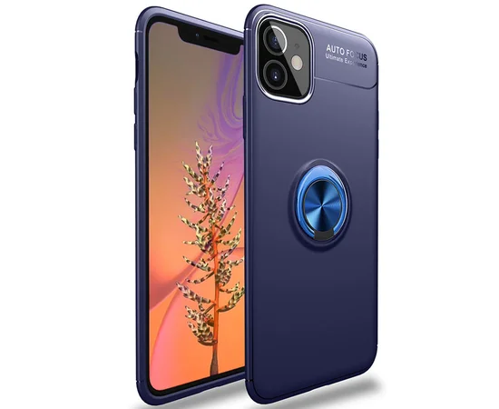 TPU чехол Deen ColorRing под магнитный держатель (opp) для Apple iPhone 12 mini (5.4") Синий / Синий