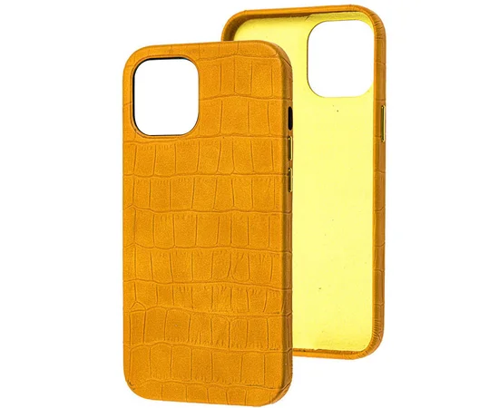 Кожаный чехол Croco Leather для Apple iPhone 12 mini (5.4") Yellow