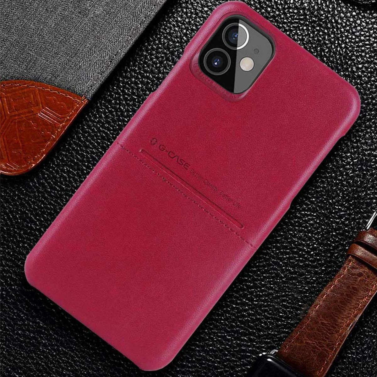Шкіряна накладка G-Case Cardcool Series для Apple iPhone 12 mini (5.4 ") Червоний