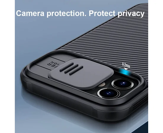 Карбоновая накладка Nillkin Camshield (шторка на камеру) для Apple iPhone 12 mini (5.4") Черный / Black