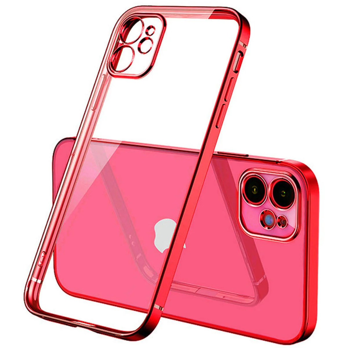 Прозрачный силиконовый чехол с глянцевой окантовкой для Apple iPhone 12 mini (5.4") Красный