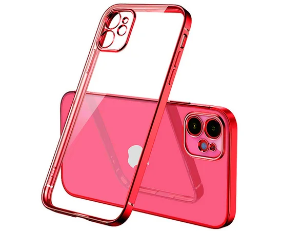Прозрачный силиконовый чехол с глянцевой окантовкой для Apple iPhone 12 mini (5.4") Красный