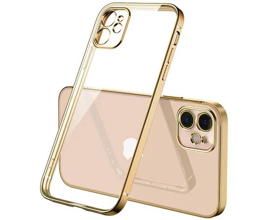 Прозрачный силиконовый чехол с глянцевой окантовкой для Apple iPhone 12 mini (5.4") Золотой
