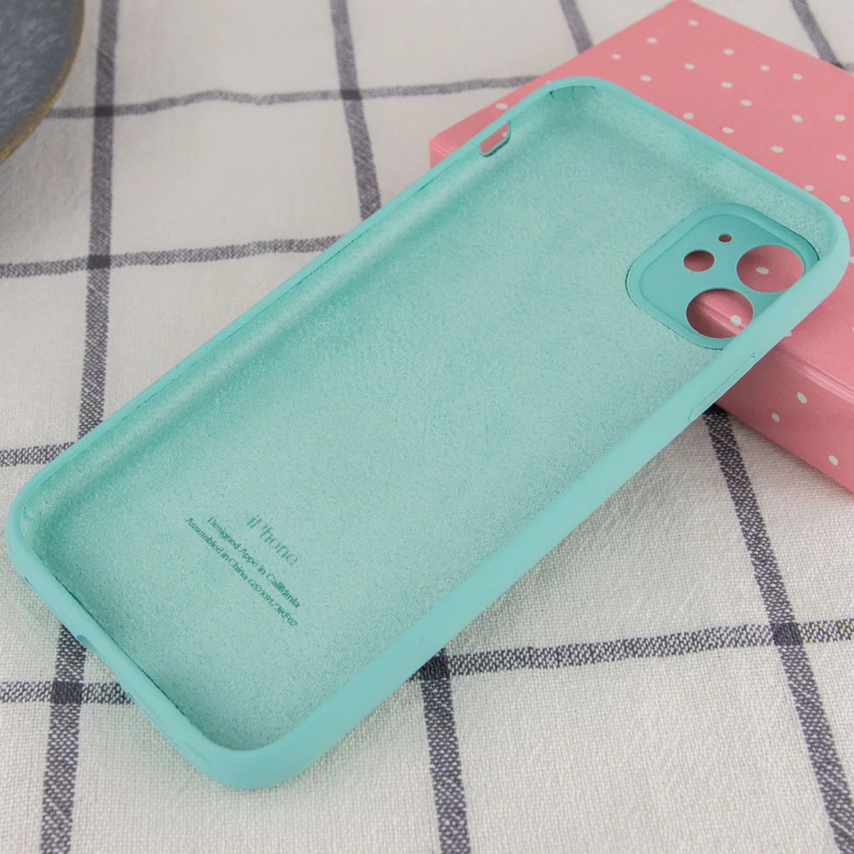 Чехол Silicone Case Full Camera Protective (AA) для Apple iPhone 12 mini (5.4") Бирюзовый / Ice Blue