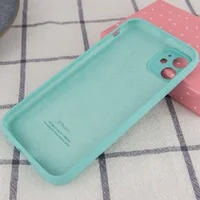 Чехол Silicone Case Full Camera Protective (AA) для Apple iPhone 12 mini (5.4") Бирюзовый / Ice Blue