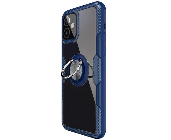 TPU+PC чехол Deen CrystalRing for Magnet (opp) для Apple iPhone 12 mini (5.4") Бесцветный / Темно-синий