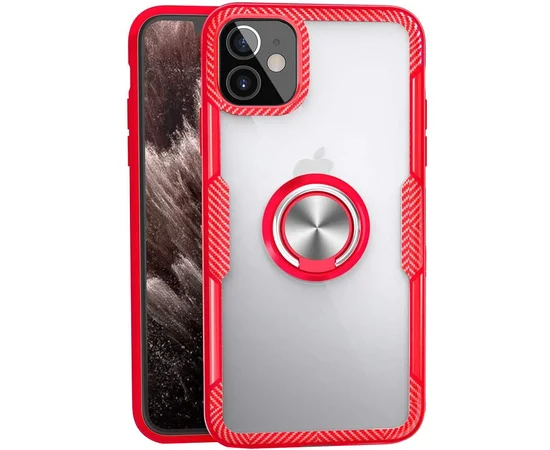 TPU+PC чехол Deen CrystalRing for Magnet (opp) для Apple iPhone 12 mini (5.4") Бесцветный / Красный