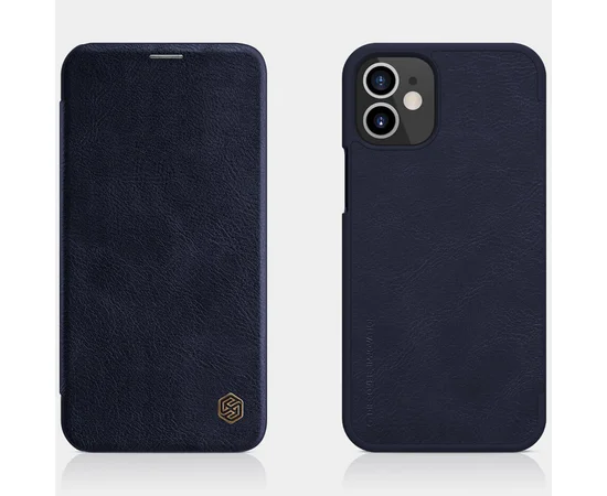 Кожаный чехол (книжка) Nillkin Qin Series для Apple iPhone 12 mini (5.4") Синий