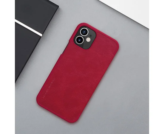 Кожаный чехол (книжка) Nillkin Qin Series для Apple iPhone 12 mini (5.4") Красный