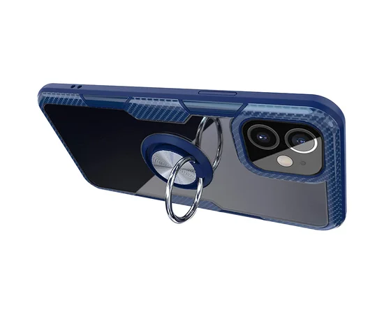 TPU+PC чехол Deen CrystalRing for Magnet (opp) для Apple iPhone 12 mini (5.4") Бесцветный / Темно-синий