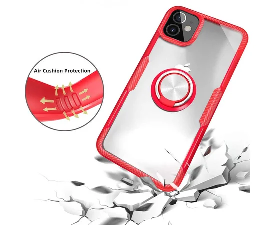 TPU+PC чехол Deen CrystalRing for Magnet (opp) для Apple iPhone 12 mini (5.4") Бесцветный / Красный