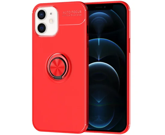 TPU чехол Deen ColorRing под магнитный держатель (opp) для Apple iPhone 12 mini (5.4") Красный / Красный