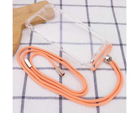 Чехол TPU Crossbody Transparent для Apple iPhone 12 mini (5.4") Персиковый