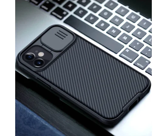 Карбоновая накладка Nillkin Camshield (шторка на камеру) для Apple iPhone 12 mini (5.4") Черный / Black