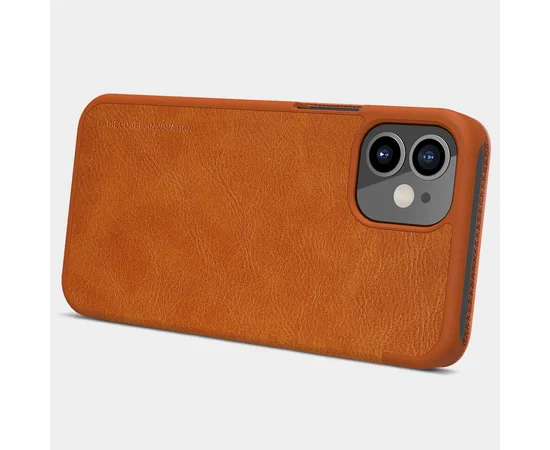 Кожаный чехол (книжка) Nillkin Qin Series для Apple iPhone 12 mini (5.4") Коричневый