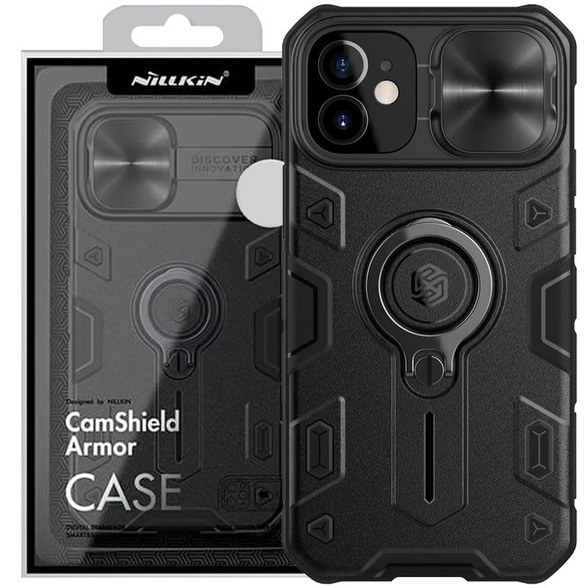 TPU+PC чехол Nillkin CamShield Armor without logo (шторка на камеру) для Apple iPhone 12 mini (5.4") Черный