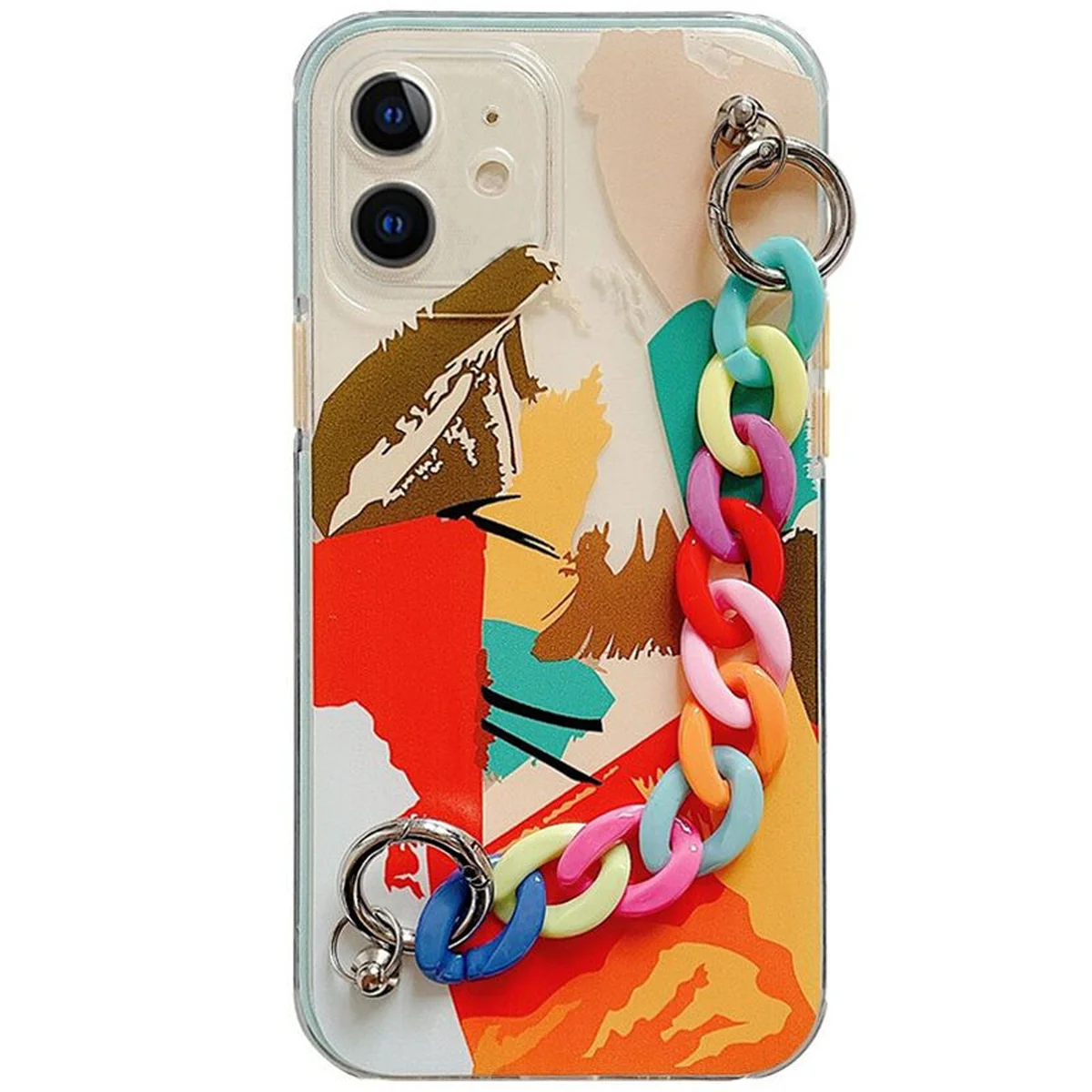 TPU+PC чохол Colorspot з ремінцем-ланцюгом для Apple iPhone 12 mini (5.4") Tropic
