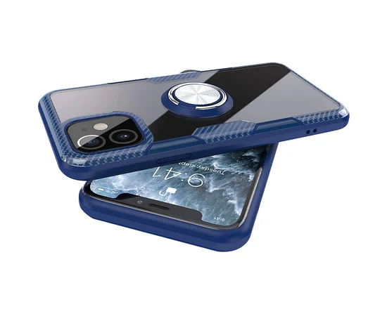 TPU+PC чехол Deen CrystalRing for Magnet (opp) для Apple iPhone 12 mini (5.4") Бесцветный / Темно-синий