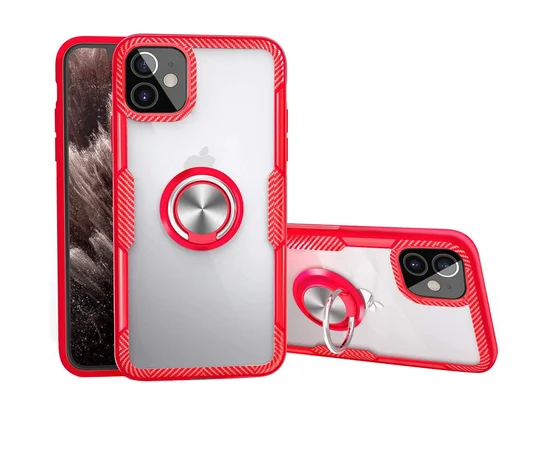 TPU+PC чехол Deen CrystalRing for Magnet (opp) для Apple iPhone 12 mini (5.4") Бесцветный / Красный
