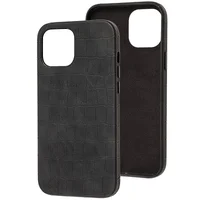 Кожаный чехол Croco Leather для Apple iPhone 12 mini (5.4") Black