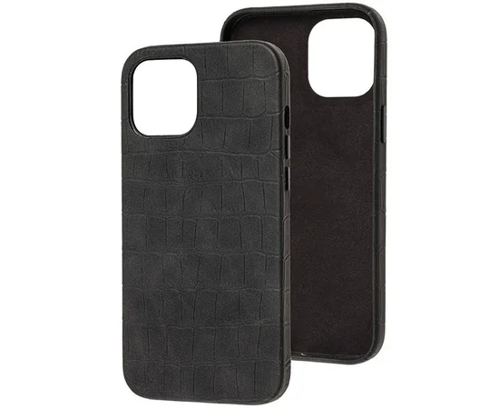 Кожаный чехол Croco Leather для Apple iPhone 12 mini (5.4") Black