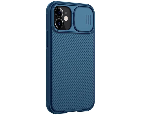 Карбоновая накладка Nillkin Camshield (шторка на камеру) для Apple iPhone 12 mini (5.4") Синий / Blue