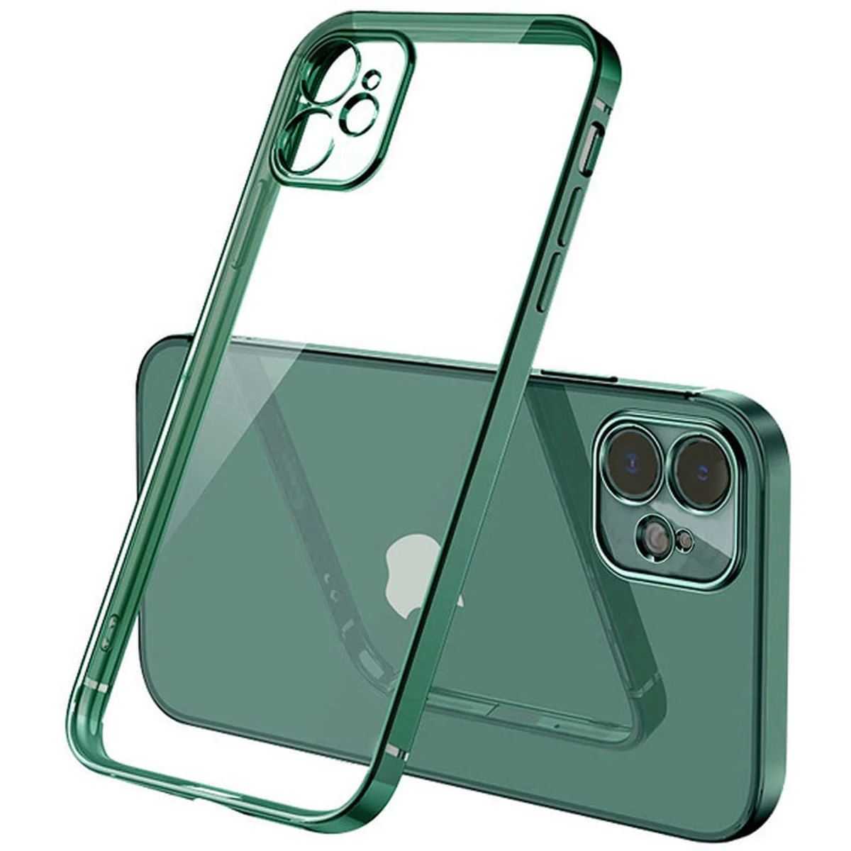 Прозрачный силиконовый чехол с глянцевой окантовкой для Apple iPhone 12 mini (5.4") Темно-зеленый